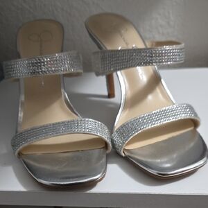 Jessica Simpson Shimmering Silver Heels